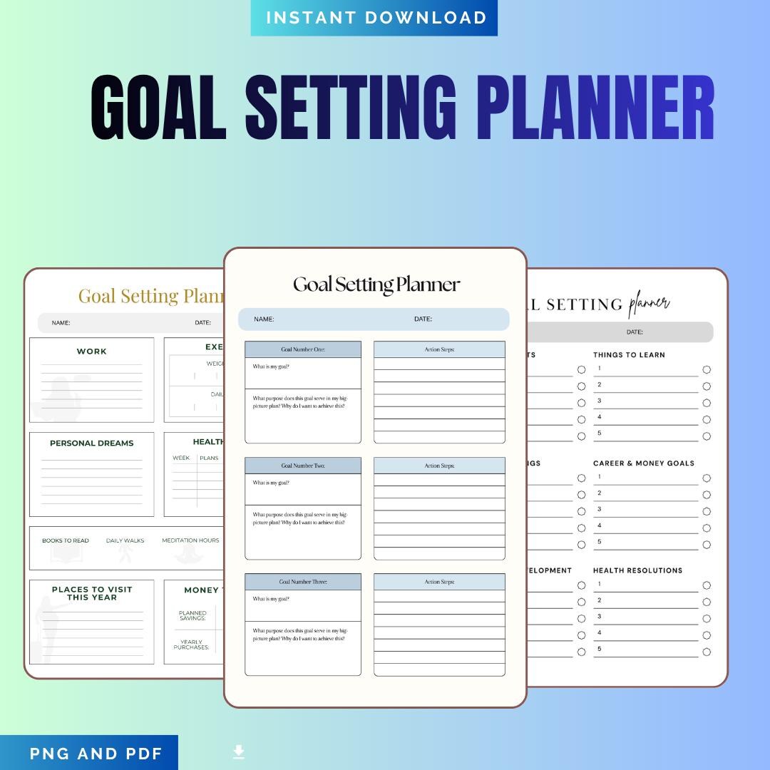 Goal Setting Planner: Personal Tracker for Life and Productivity - PDF ...