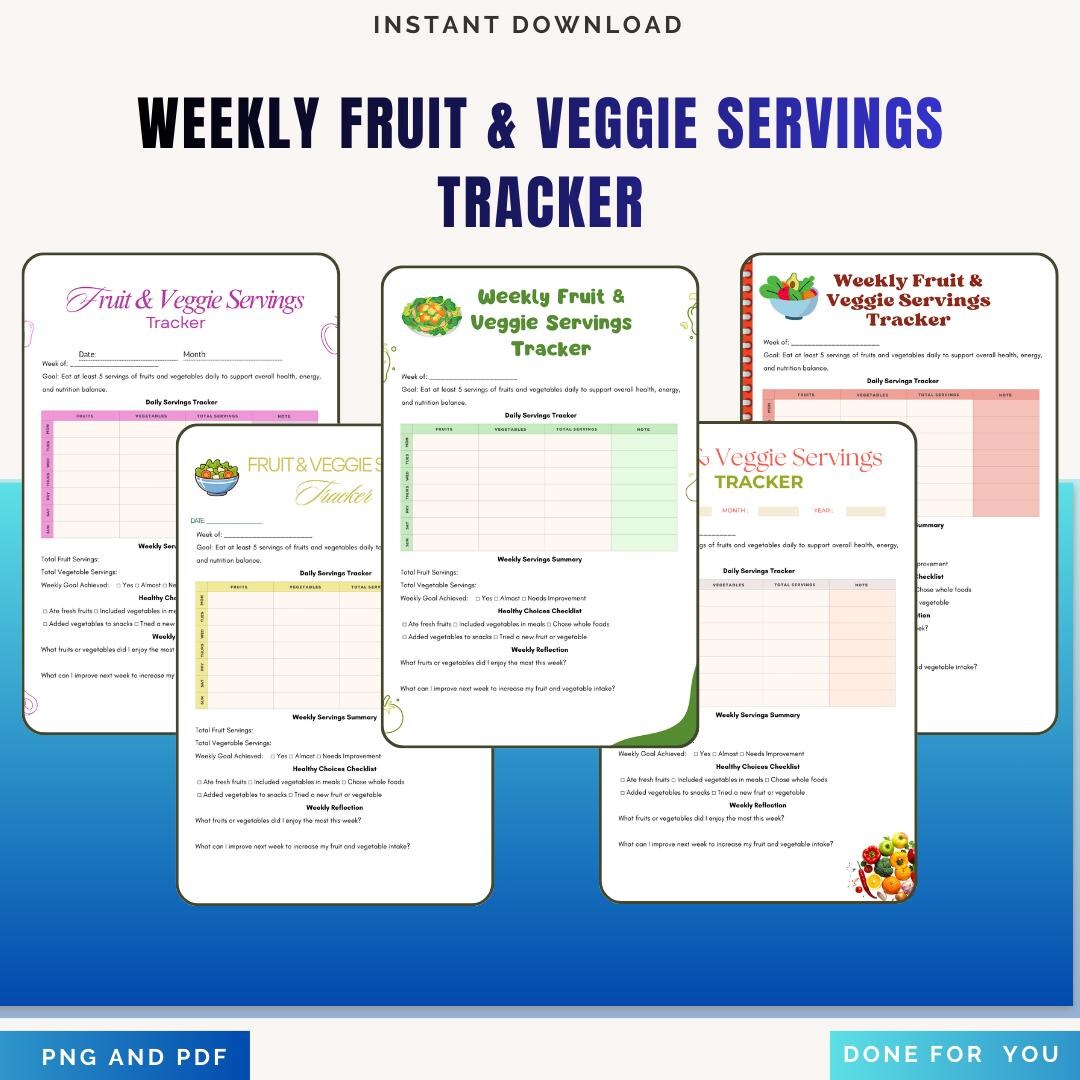 Vegetable Log Example Nutrition Tracker: Weekly Fruit and Vegetable Log (printable) - Instant ...