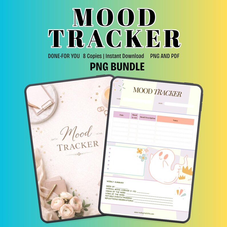 Mood Tracker Printable PDF PNG | Daily Mood Journal | Mental Health ...