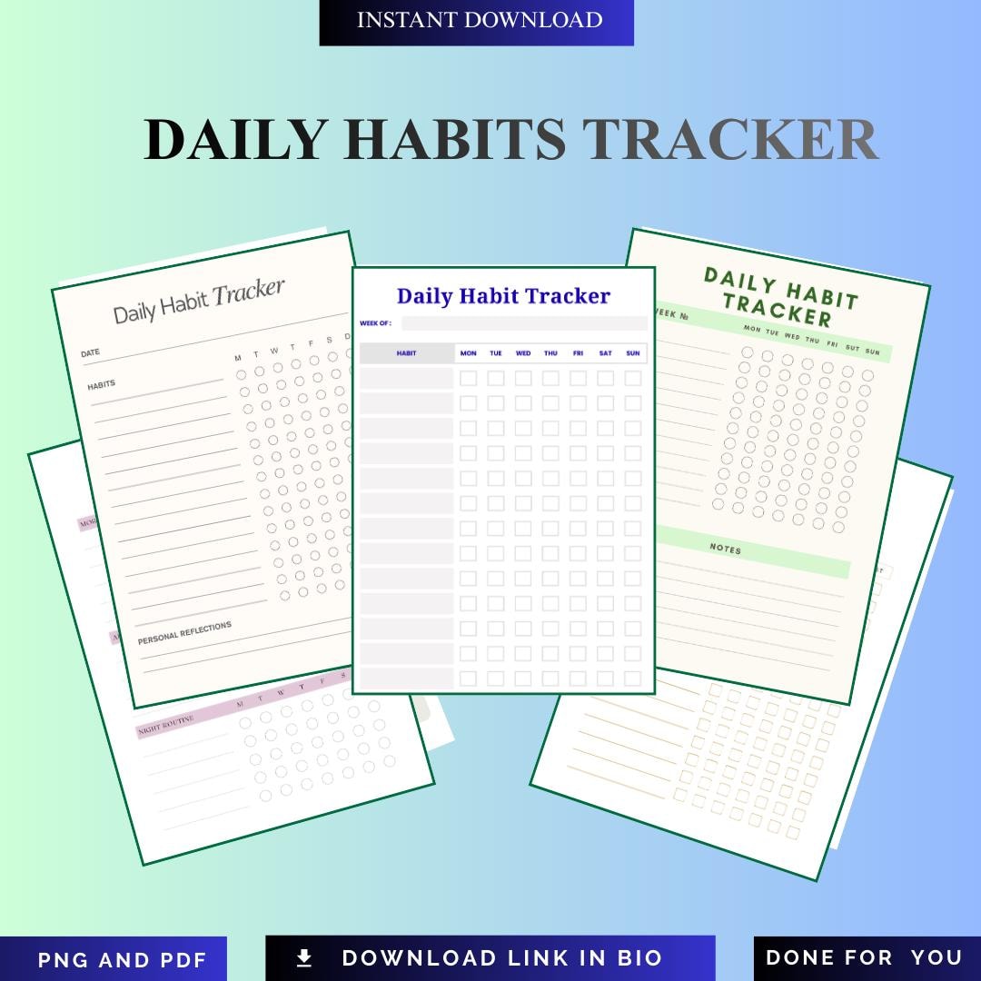 Habit Tracker Sheet: Daily Routine Planner - Printable PDF & PNG ...