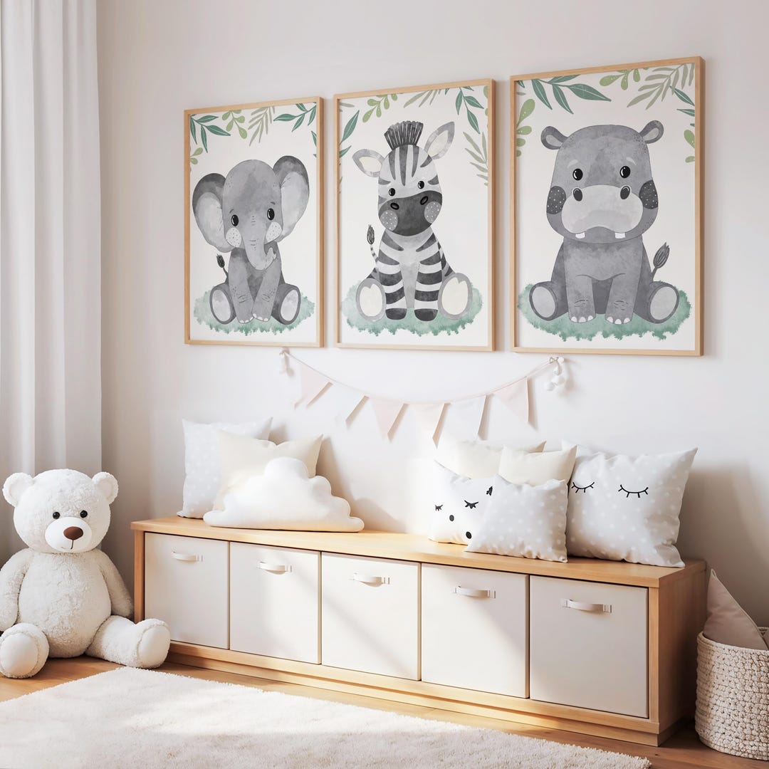 Nursery Safari Animal Prints – Set of 3 Hand-drawn Wall Art - Etsy