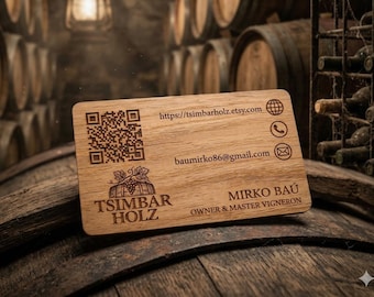 Real Oak Wood Business Cards - Slim Flex Tech Edition - High Durability & Flexibility - Custom Laser Engraved - Unique Wooden Business Cards