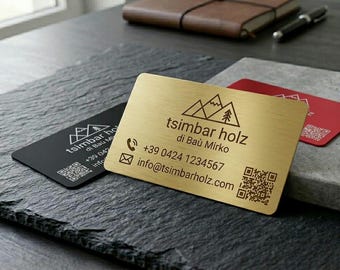 Tarjetas de visita metálicas personalizadas, tarjetas de visita personalizadas grabadas con láser, tarjeta de aluminio anodizado multicolor, tarjeta de lujo con código QR, logotipo personalizado