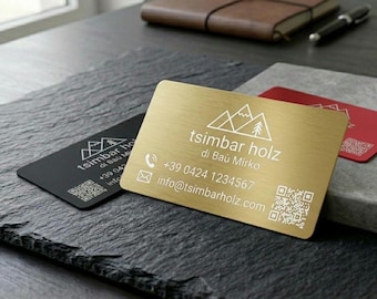 Custom Metal Business Cards, Personalized Laser Engraved Business Cards, Multicolor Anodized Aluminum Card, Luxury QR Code Card, Custom Logo