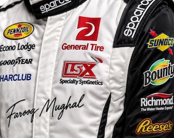 Traje de carreras personalizado en blanco y negro, mono de karting para deportes de motor, ropa de carreras de Cordura, mono con logo bordado.