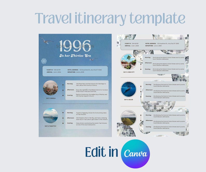 1989 Era Itinerary Template: Editable Swiftie Birthday/ Bachelorette ...