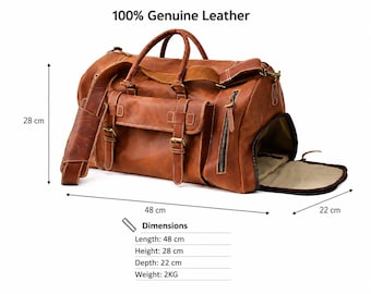 Leather Duffle Bag for Men Handmade Weekender Carry-On Travel Luggage Luxury Overnight Bag, Gift for Husband Boyfriend