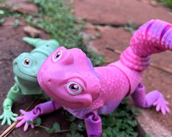 Leopard Gecko Fidget Toy - Articulated Gecko with Curling Tail & Poseable Legs - Made to Order