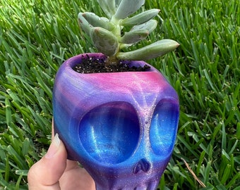 3D Printed Skull Planter: Gothic Succulent Pot with Drain