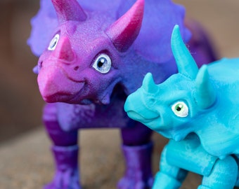 Triceratops Dinosaur Fidget - Articulated 3D Printed Dino Toy (Made to Order)