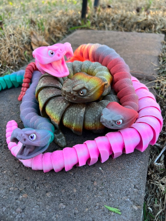Rattlesnake Fidget - Articulated Sensory Snake Toy With Real