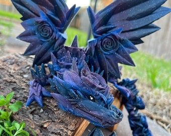 Rosewing Dragon Fidget - Articulated Flying Rose Dragon with Leaf Wings & Thorns - Made to Order