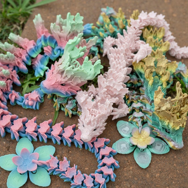 Cherry Blossom Dragon (made to order) Articulated Flower dragon fidget