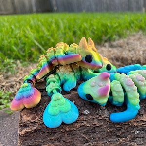 Articulated Love Dragon Fidget Toy: Heart Tail, Sensory PLA Fidget