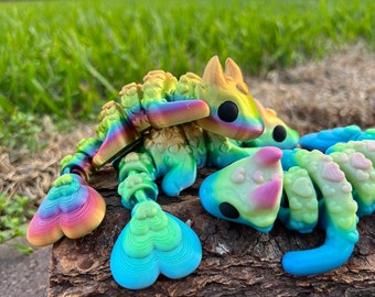 Articulated Love Dragon Fidget Toy: Heart Tail, Sensory PLA Fidget