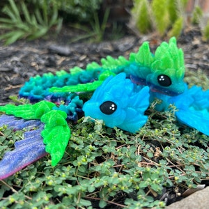 Mizu Water Dragon Fidget - Articulated Sensory Dragon with Wiggle Wings - Made to Order