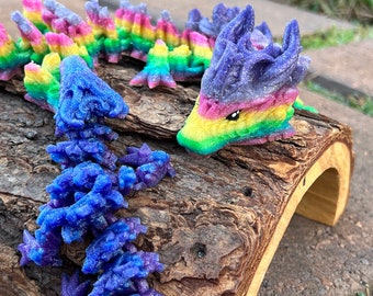 Lunar Dragon Fidget Toy - Articulated Mystic Moon Dragon with Feathered Body - Made to Order