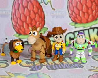 Toy Cowboy & Space Ranger Inspired Flexi Mini Figures | Articulated Pocket Figures | Keychain Option | Desk Buddy | Fidget Toy