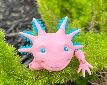Dual Color Articulated Axolotl Fidget Toy - MatMire Makes