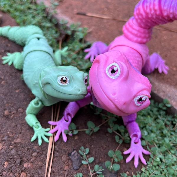 Leopard Gecko articulated fidget (made to order) sensory gecko MatMire Makes gecko toy