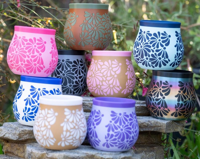 Talavera Desk Vase | Talavera Pen Holder | Marigold Planter | Día de los Muertos Decor