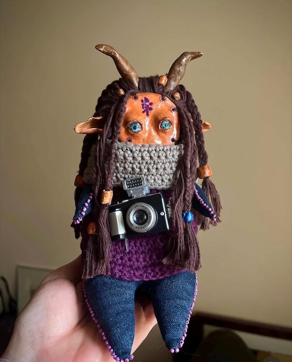A truly one-of-a-kind handmade art doll creature — no two are alike, and the name 'Briarei Nyx' alone signals serious world-building craft.