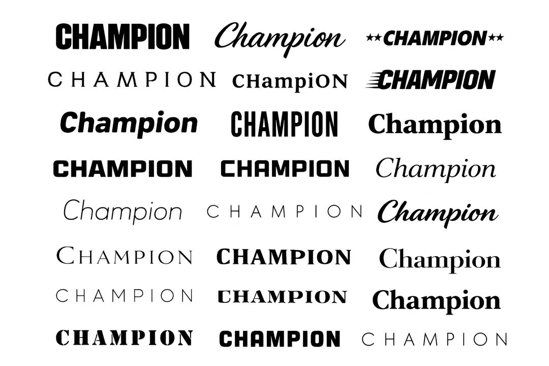 Champion SVG Text Bundle – 24 Unique Typography Styles, Bold Black ...