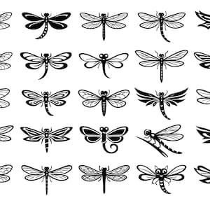 Dragonfly SVG Bundle – 25 Distinct Insect Wing Designs, Bold Outline Vector Art, Clean Background, Cricut Silhouette Cut Files