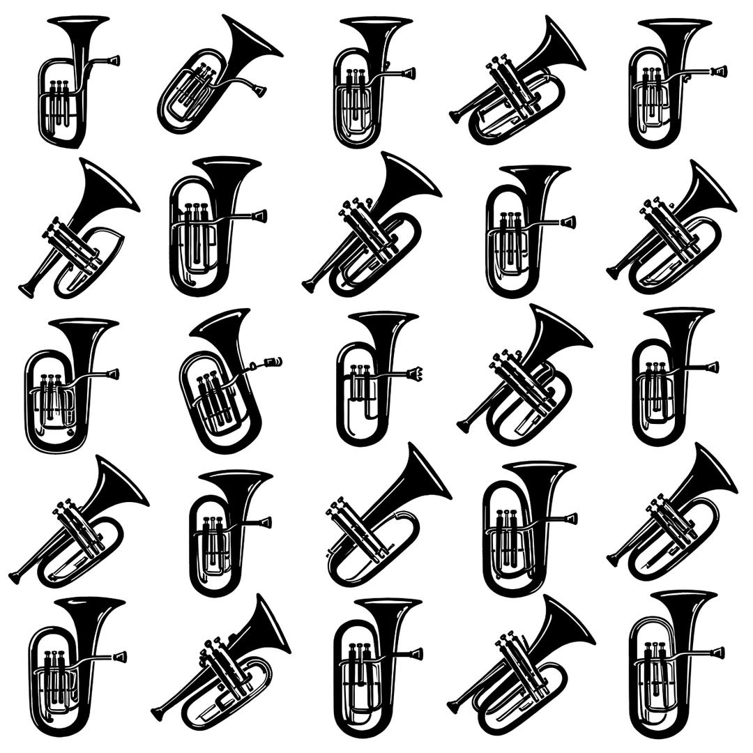 Baritone Horn SVG Bundle – 25 Unique Brass Instrument Icons, Solid ...