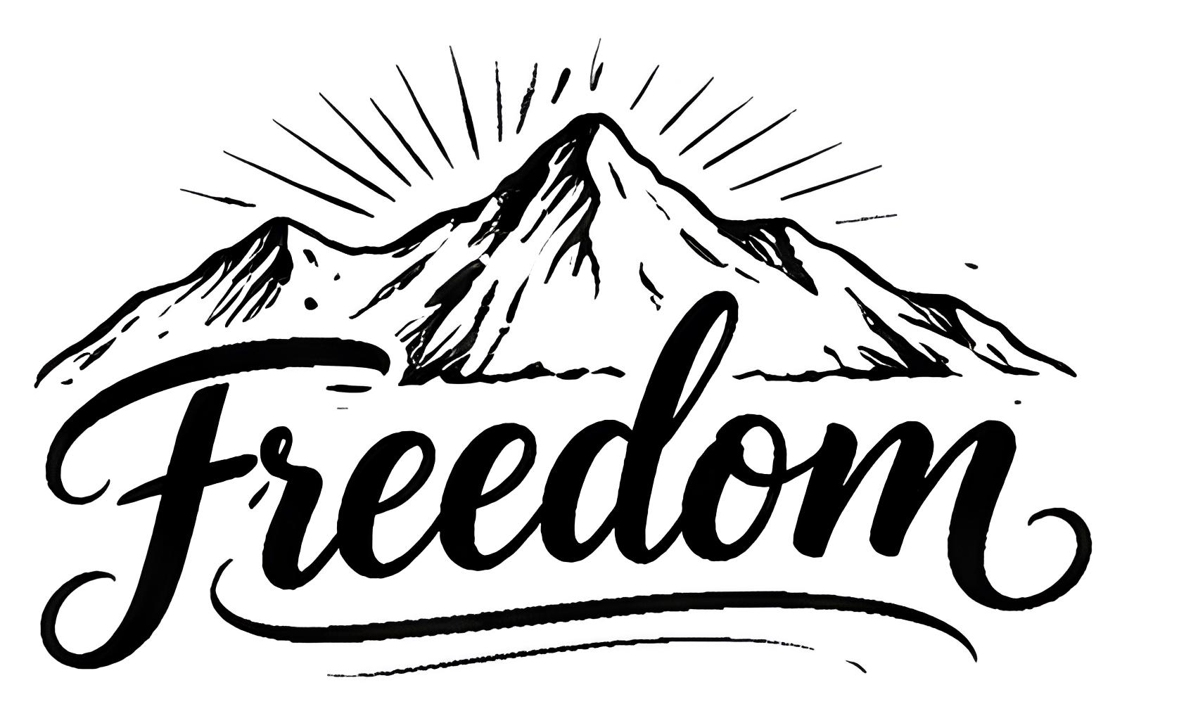 Freedom SVG Set - 20 Unique Freedom Word Art | Black Outline