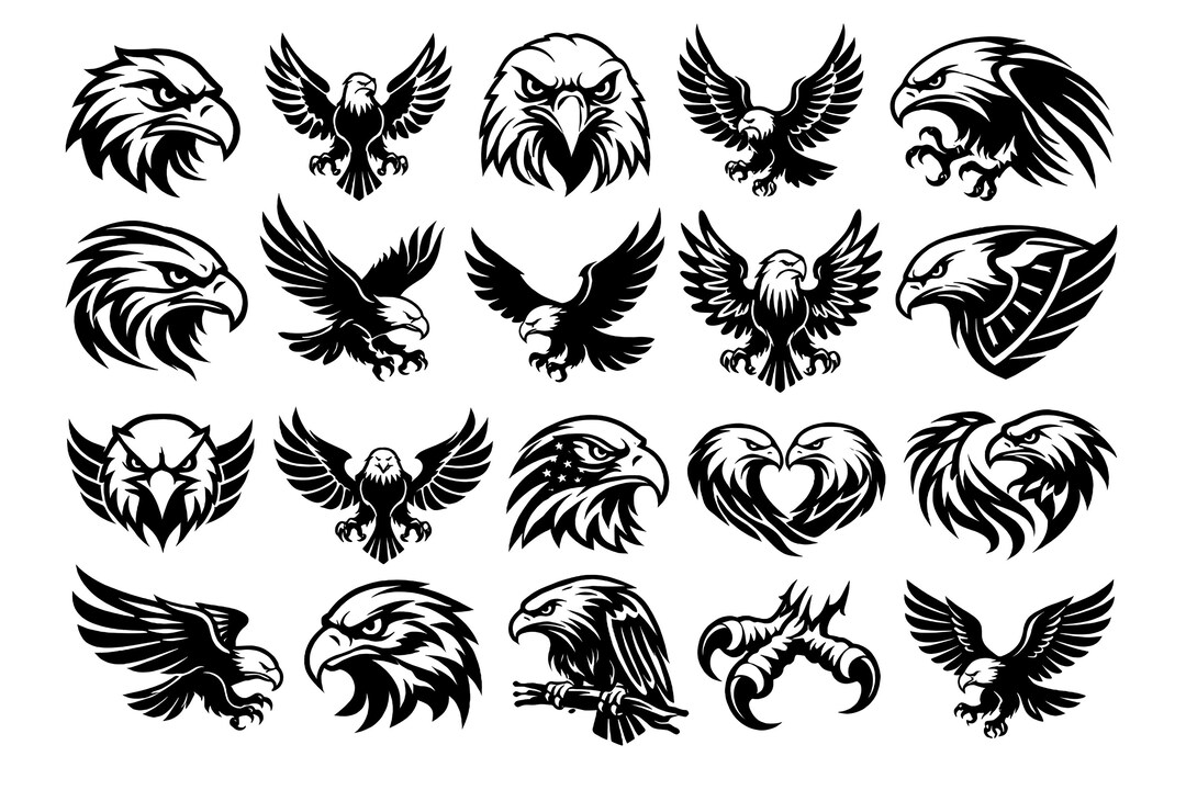 Eagle SVG Bundle, Flying Bird Designs, Patriotic Logo Art (cut Files ...