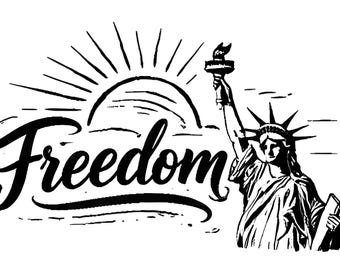 Freedom SVG Set - 20 Unique Freedom Word Art | Black Outline