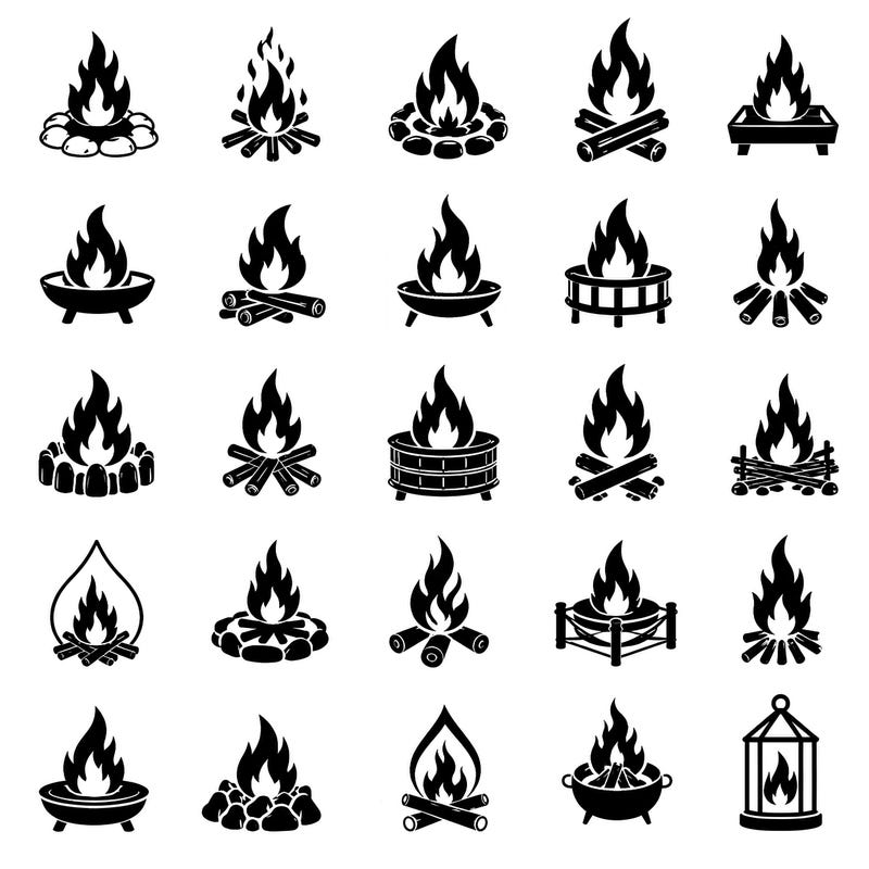 Camping Fire Line Art - Etsy