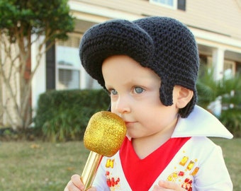 DIGITAL CROCHET PATTERN: Rockabilly Elvis Wig, newborn to toddler sizes