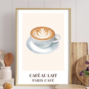 Café au Lait Wall Art Printable | Paris Café Poster | French Café Decor | Coffee Kitchen Print | Digital Download | Coffee Lover Gift
