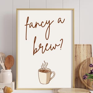 Lámina con la frase "Apetece una taza de té" / Decoración de pared para la cocina / Decoración para cafeterías / Póster de té / Arte para el comedor / Descarga digital / Regalo para amantes del té