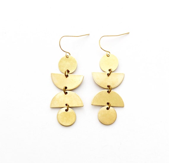 Brass Earrings Dangle Earrings Geometric Brass Dangle Earrings