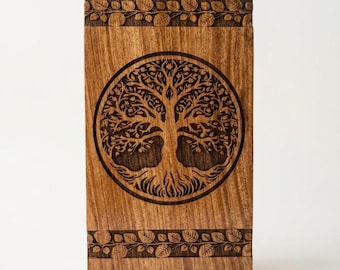 Rosewood Cremation Urn Engraved Human ashes box Funeral Memorial Keepsake Tree of Life Gift Box