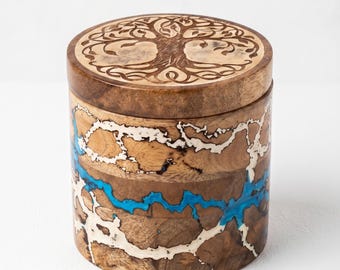 Tree of Life Memorial Keepsake Ashes Box Engraving And Resin mix Memorial Keepsake  Wood Urn for Human Ashes  Cremation  Memorial Box