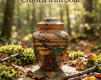 Fractal Burning Turn Wood Cremation Urn for Human or Pet Ashes Wood and Resin Memorial Jar with Lid   Small Cremation Urn Style Keepsake