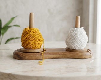 Wooden Yarn Holder Stand – Tangle Free Dispenser for Knitting Crochet, Craft Organizer Rotating Yarn  Holder Spin Wooden Crochet & Knitting