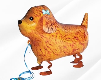Walking Poodle Balloon 58cm Airwalker Helium Pet Kids Birthday Party Decoration with Ribbon