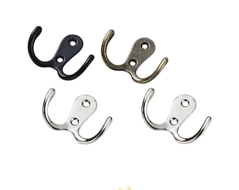 Vintage Coat Hooks Wall Mounted Cast Iron Triple Hook, Antique Style Robe Towel Clothes Hanging Hook