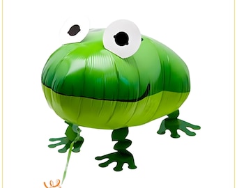 Frog Walking Balloon 60cm Airwalker Helium Pet Kids Birthday Party Decoration with Ribbon