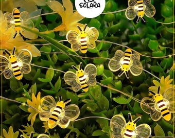 Honey Bee String Lights 30 LED Warm White Fairy Lights Battery Operated Bedroom Garden Party Decor