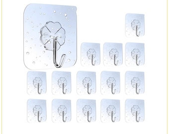 Self Adhesive Strong Sticky Hooks 1-20 Pack Heavy Duty Transparent Wall Hooks No Drill Seamless