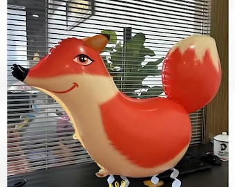 Walking Fox Balloon 85cm Airwalker Helium Pet Kids Birthday Party Decoration with Ribbon