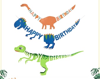 Dinosaur Happy Birthday Banner Bunting Garland Party Hanging Decoration