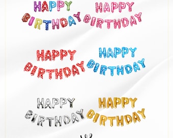 16 Inch Happy Birthday Foil Letter Balloon Banner Party Decoration Air Fill Only