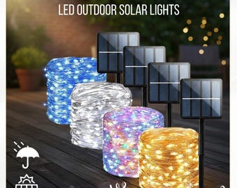 Solar LED Fairy Lights Waterproof Copper String, 100 200 300 500 LED Outdoor Garden Christmas Wedding Party Decor